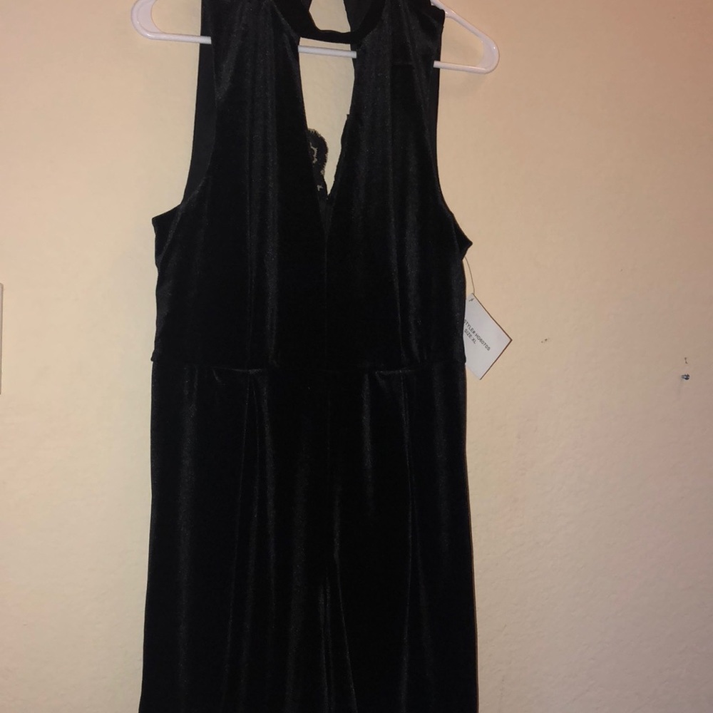 Velvet high neck romper